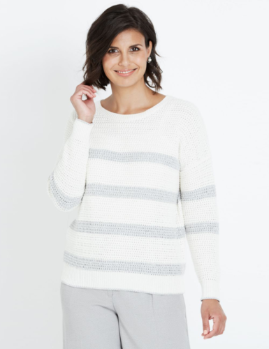 Liz Jordan - Womens Jumper - Regular Winter Sweater - White Pullover - Cotton - Picture 1 of 6