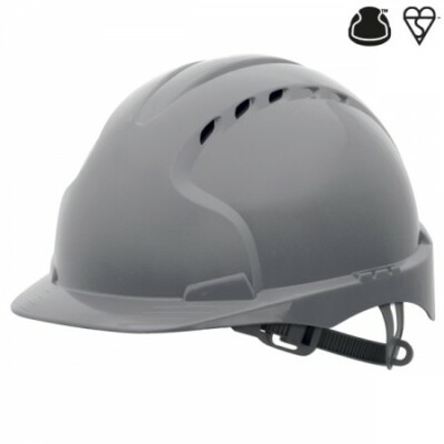 Evo3 Helm, Bauhelm, Schutzhelm  GRAU mit Belueftung JSP