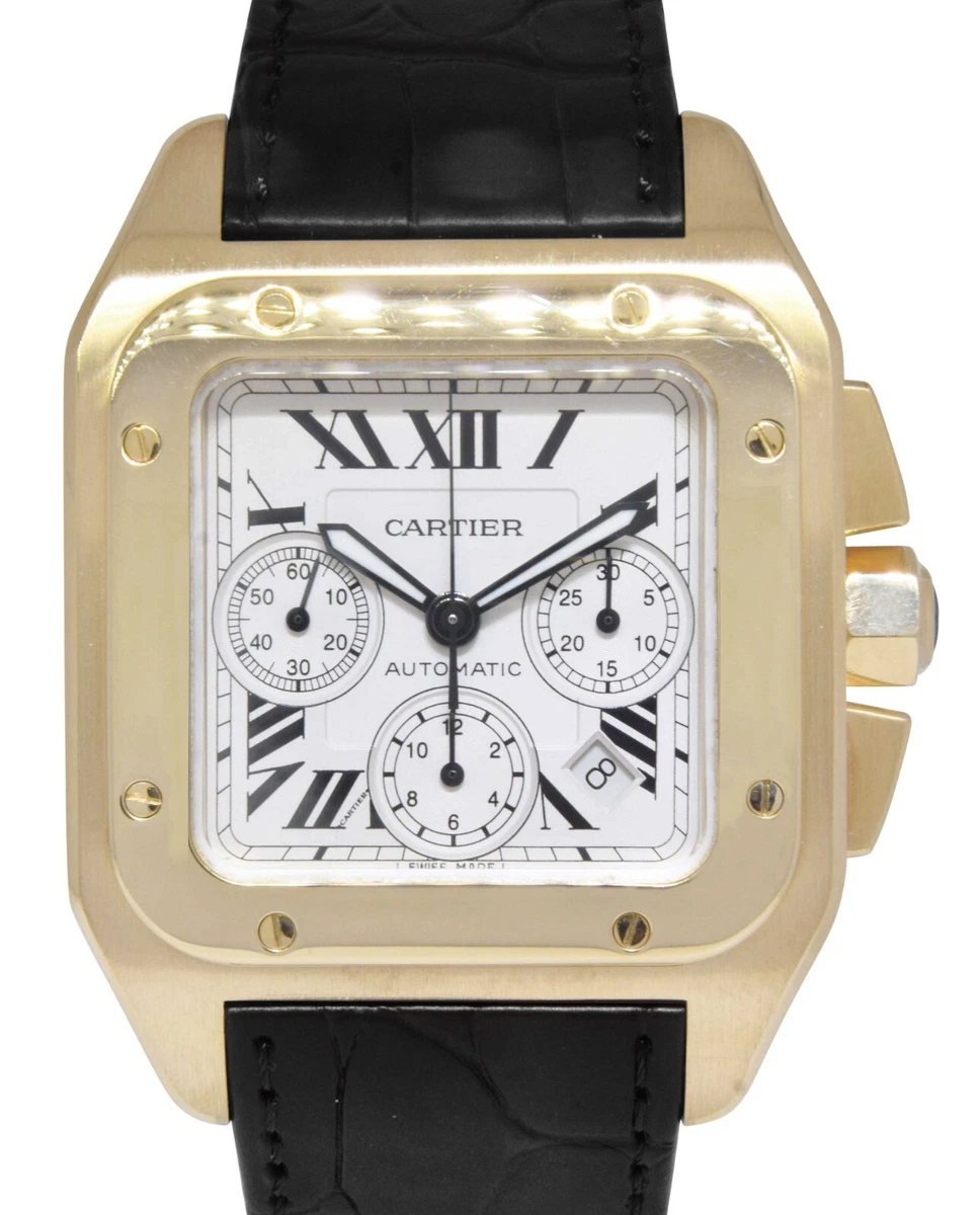 Cartier Santos 100 XL Chronograph 18k Yellow Gold Mens 41mm