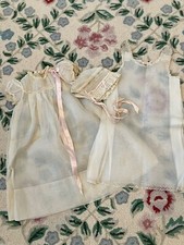 Vintage 40 s YOLANDE Hand Made Pink Batiste Lace Christening Gown Slip Bonnet