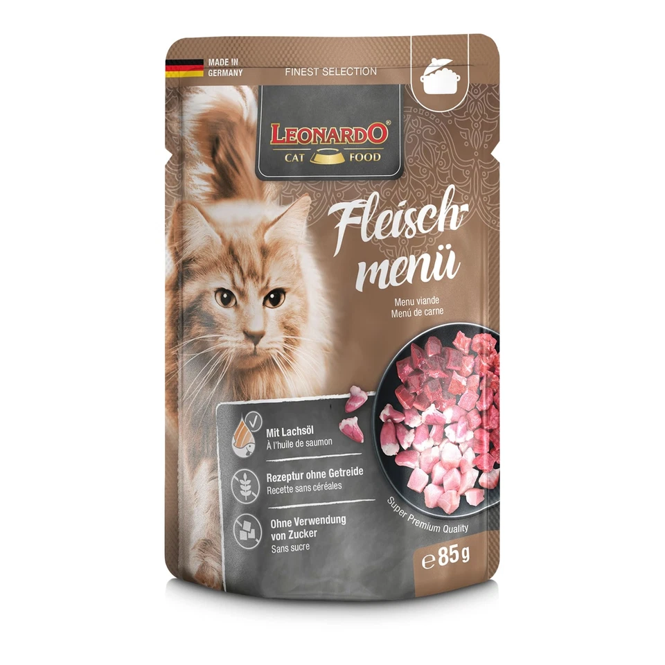 Frischebeutel 16x85g Fleischmenü | Getreidefreies Nassfutter für Katzen | Feu... - Bild 2 von 4