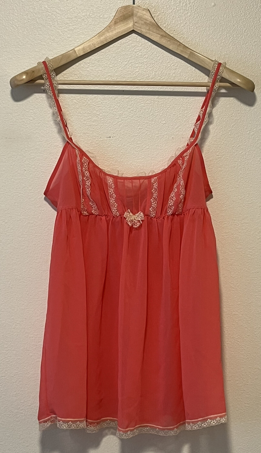 Victoria's Secret Babydoll Chamise Lingerie Y2K Sheer Size Medium Pink Coral