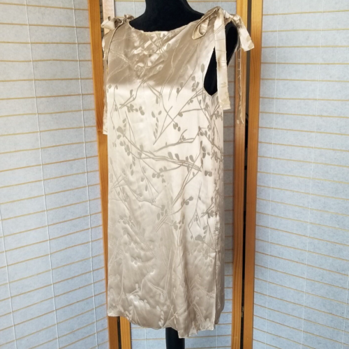 Vintage Calvin Klein Silk Blend Burnout Tunic Dress with Shoulder Ties Rose Gold
