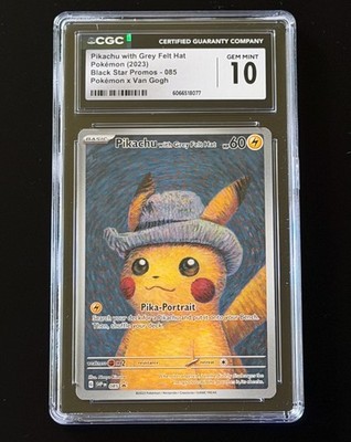PSA) CGC 10 Pikachu Grey Felt Hat Van Gogh Promo Pokemon Card #085