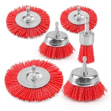 POLIWELL Nylon Wire Wheel Cup Brush Set, 6 Pack Drill Attachments red
