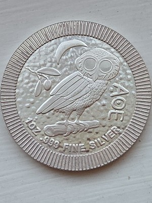 2022 Niue $2 ATHENIAN OWL 1oz .999 Silver   Ancient Greece   RARE BU Coin  