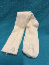 VTG Socks Hosiery 1990's Cable Knit 9-11 20" Stockings School Girl White Nice