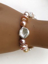 Keshi Perlen Armband naturfarbene S&uuml;&szlig;wasser Perlen handgefertigtes Unikat 5688
