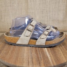 Birkenstock Mayari Sandals Suede Taupe Leather Women's 39 8  8.5 Strappy Buckle