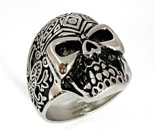 Stainless Steel Day of the Dead Sugar Skull Cast Ring Size 9-15 FL248 
