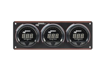 LONGACRE Waterproof LED 3-Gauge Panel Assembly with Warning Light