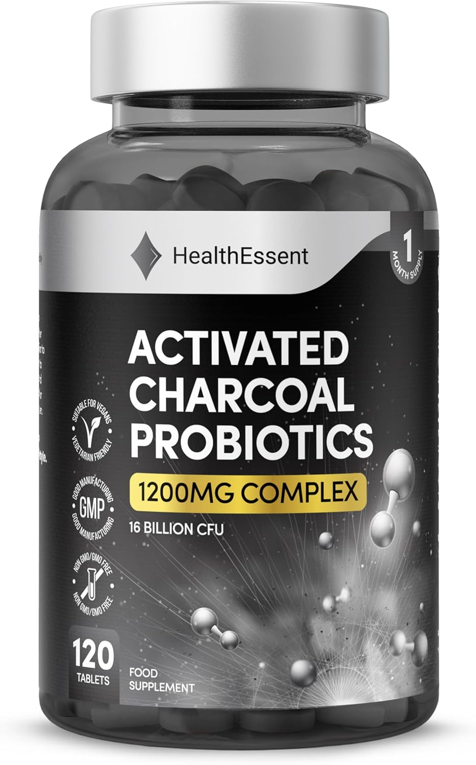 Activated Charcoal with Bio Cultures Complex Probiotics 1200Mg, 16 Billion CFU A