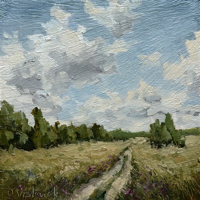 Original Oil Painting Landscape Oil Painting Clouds Wall Art 6x6''