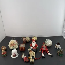 Vtg Lot of 14 Assorted Christmas Ornaments - Santa - Snowman & More