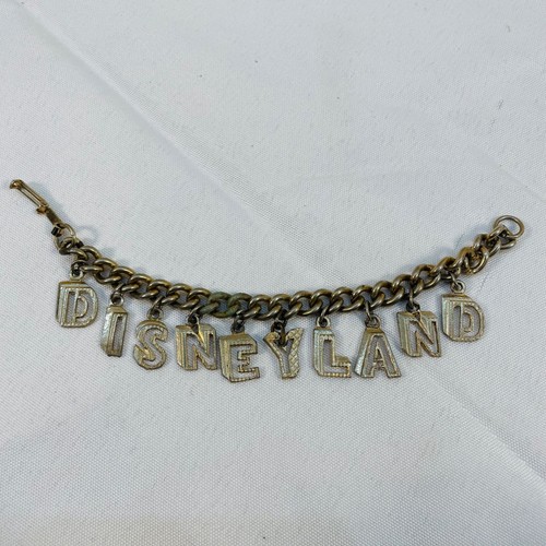 Vintage Disneyland Charm Bracelet Gold Tone Letter Souvenir Retro Disney Jewelry