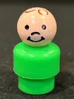 Vintage Original Fisher Price Little People All Plastic Green Base Red Hair