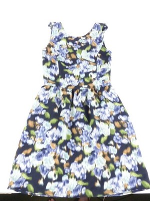 United Colors of Benetton Damen Kleid XS ärmellos bunt gemustert Rundhals (17402