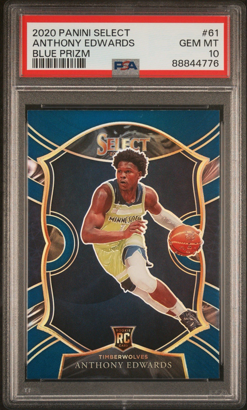 2020 SELECT ANTHONY EDWARDS #61 RC BLUE PRIZM PSA 10 Gem Mint Timberwolves