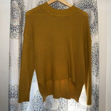 Women's Sweater Knitted Pullover Long Sleeve Crew Neck Mustard Yellow Sz M