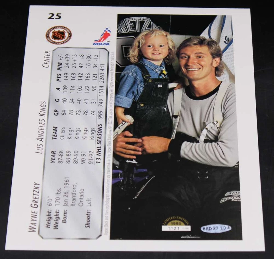 Wayne Gretzky Signed 1992-93 Upper Deck #25 Sheet Kings Autograph UDA ZJ17784 - Image 3 of 4
