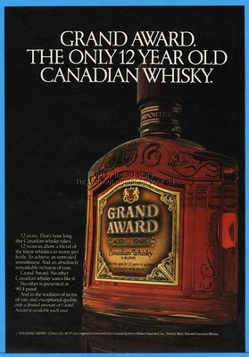 1979 Grand Award Canadian Whisky Hiram Walker Imported Bar Wall Decor Photo Ad