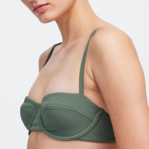 Madewell x Zulu & Zephyr Balconette-Bikinioberteil Eukalyptusstruktur Größe 4