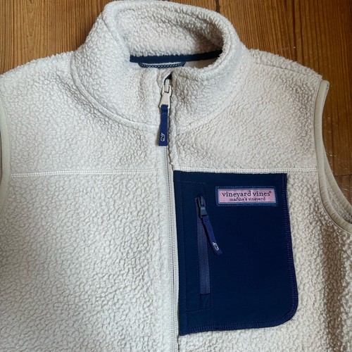 Vineyard Vines cream fleece zip up vest SIZE M (12-14) - Picture 2 of 5