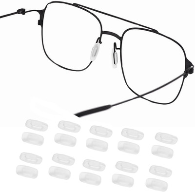 Eyeglass Nose Pads 10 Pairs Push in Soft Silicone Replacement Rectangle Push Sli