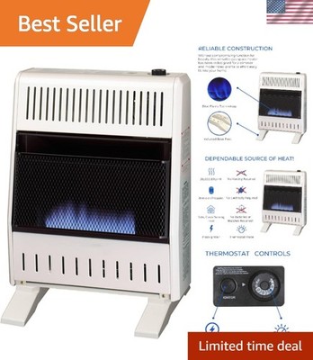 Compact Blue Flame Propane Heater with Thermostat - Heats Up to 950 Sq. Ft.