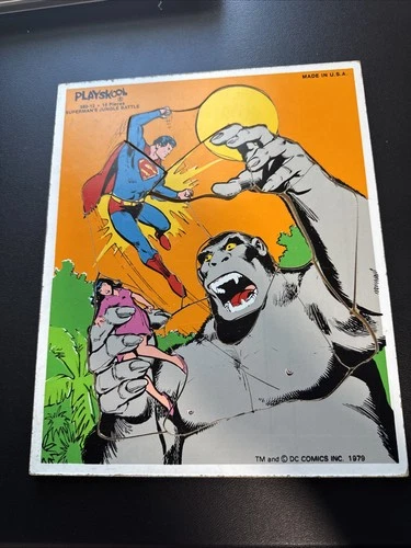 Vintage Superman 1979 Playskool Wooden Puzzle Superman’s Rescue DC Comic Book