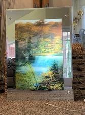 Video VTG Motion Light Up Mirror NOSOUND  Waterfall Buck Deer 25.5x17.5 READ 90s