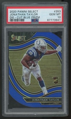 2020 Panini Select Jonathan Taylor RC Field Level Blue Die-Cut #353 PSA 10