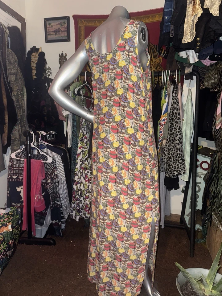 Vestido Floral FLAX Jeanne Engelhart Mediano Rayón Lagenlook Maxi Ligero Arte De Colección Foto 2 de 4