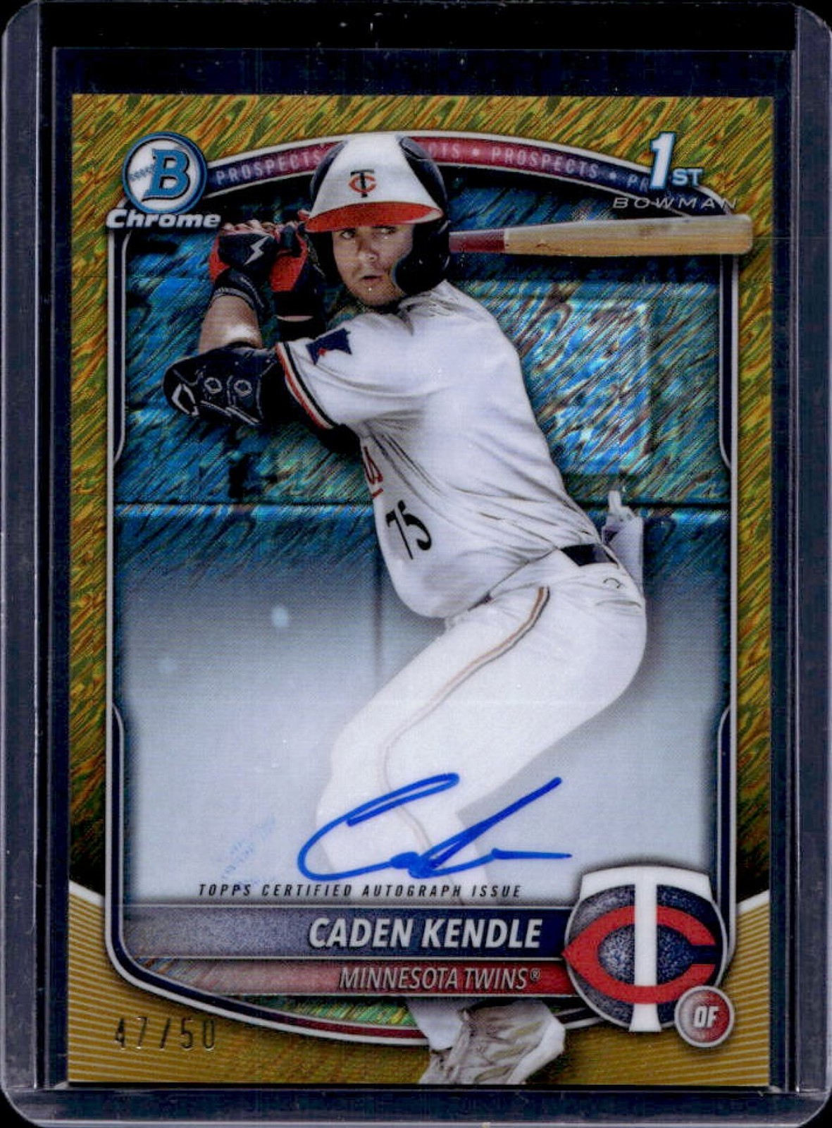 2025 Bowman Caden Kendle Chrome Auto Gold Shimmer Refractor 1st #47/50