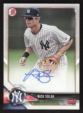 2018 BOWMAN NICK SOLAK PA-NS MINT PROSPECT AUTOGRAPHS BASEBALL NEW YORK YANKEES