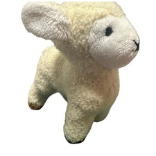 Vintage R Dakin Lamb Plush Stuffed Animal Cream Sherpa Sheep Brown Hooves Tag
