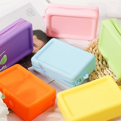Silicone Cosmetic Bag Travel Portable Makeup Organizer With Zipper Closure