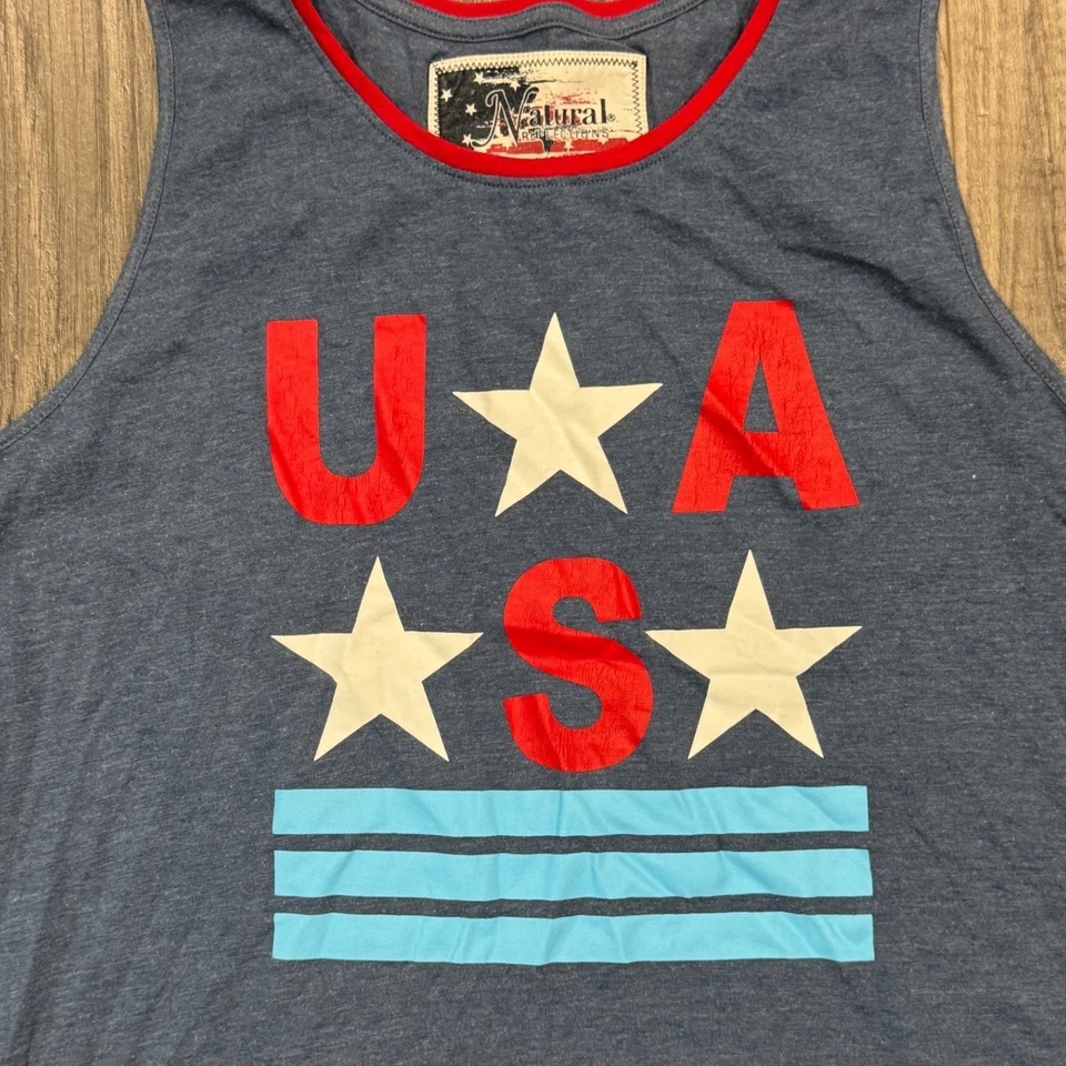 Camiseta sin mangas Natural Reflections USA Stars rayas para mujer talla L G azul rojo Foto 3 de 4