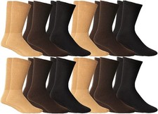 Yacht  Smith 12 PackLoose Fit Non-Binding Soft Cotton Diabetic Crew Socks