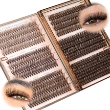 Brown Lash Clusters 6 Styles Mixed D Curly Eyelash Clusters Natural 476Pcs Fluff
