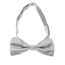 Italo Ferretti NWOT Bow Tie Adjustable Size in Silver w/ Tonal Polka Dots Silk