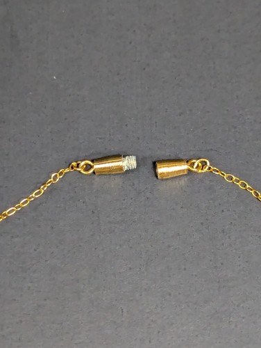 Collana vintage catena piena d'oro 15" barra e ciondolo perline - Foto 19 di 24