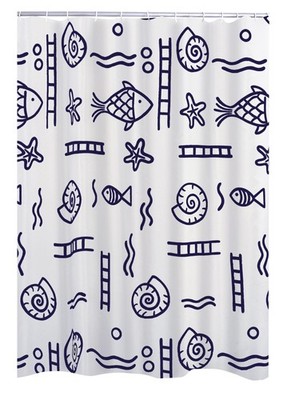 RIDDER Duschvorhang Textil Neptun 240x180 cm blau Textilvorhang Polyestervorhang