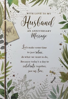 SIMON ELVIN HUSBAND WEDDING ANNIVERSARY CARD FOLIAGE 7” X 5” FREE P&P