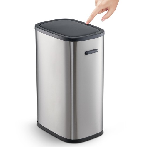 Trash Can with Lid, Garbage Can with Pop-up Lid, 55L/14.5Gal Trash Bin, Waste...