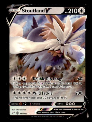 STOUTLAND V 117/163 - HOLO V RARE - BATTLE STYLES - NM/M