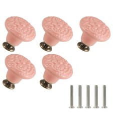 Pink Ceramic Knobs 10 Pack Flower Drawer Pulls Vintage Cabinet Knobs - Antiqu...