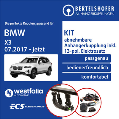 Für BMW X3 Typ G01 / F97 / G08 07.2017-jetzt AHK abn. +13pol spez E-Satz TOP