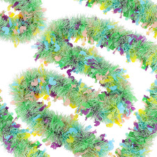 Easter Tinsel Garland 33FT Colorful Spring Garland with Bunny Flower Chick Hangi