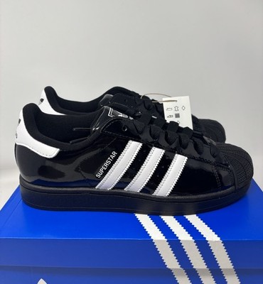 adidas Superstar II Black White Patent Leather Sneaker JR7313 Men s Size